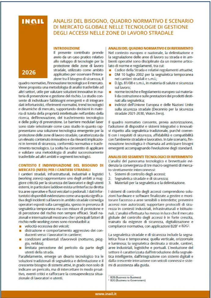 Tecnologie di gestione degli accessi nelle zone di lavoro stradale Tecnologie di gestione degli accessi nelle zone di lavoro stradale